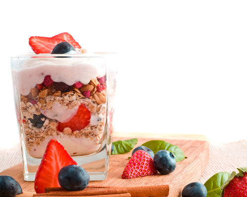 Yoghurt, berry and oat breakfast trifle